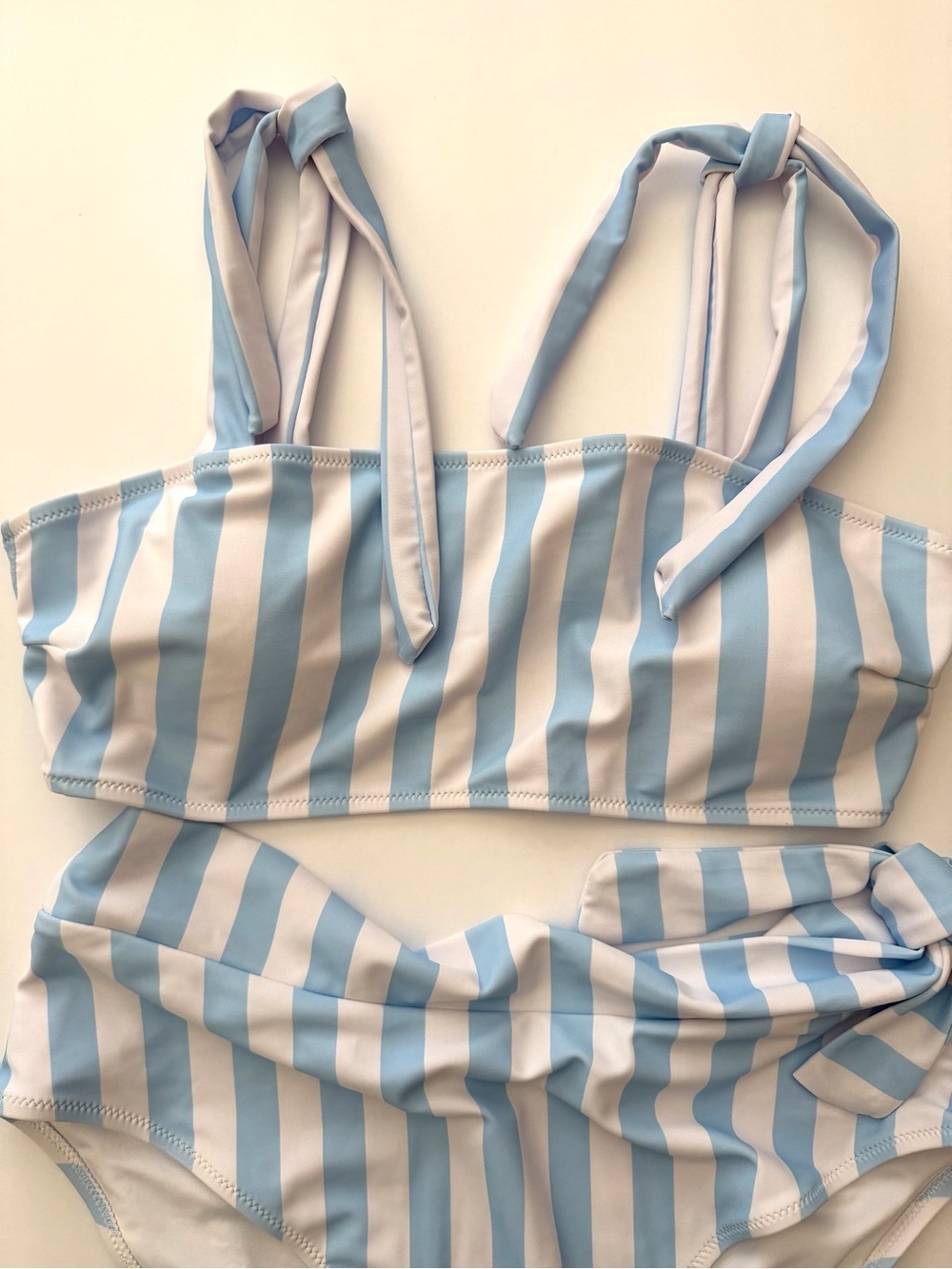NEW Blooming Jelly Blue and White Striped Two-Piece Swimsuit